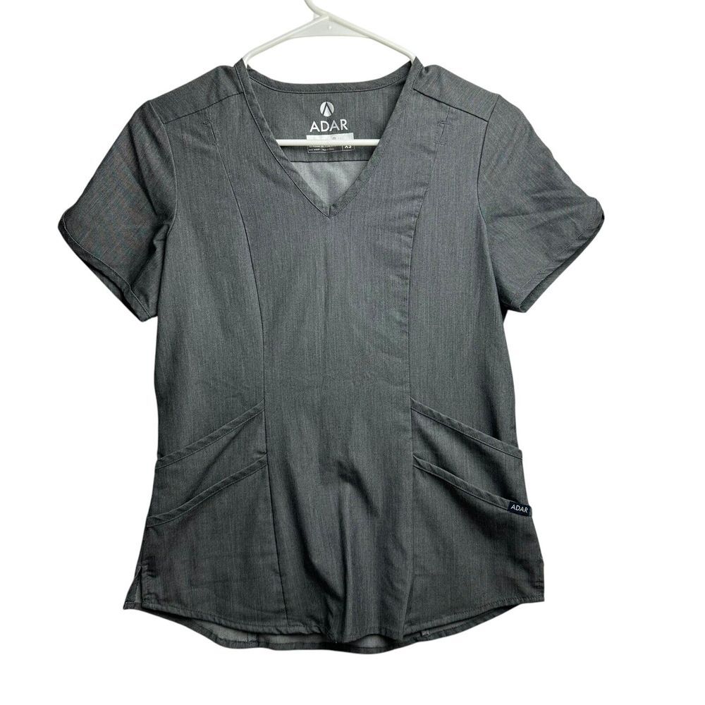 Adar Pro Scrubs For Women - Elevated‎ V-Neck Scrub Top XS Gray